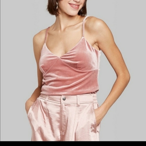 wild fable Tops - CRUSHED VELVET LIGHT PINK ROSE PLUS SIZE TANK TOP CAMI CAMISOLE XXL